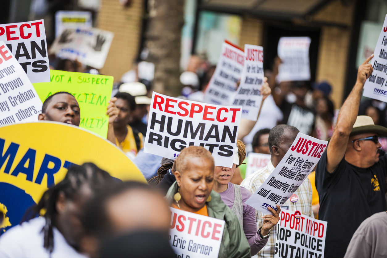Thousands of people protest against NYPD in August 2014
